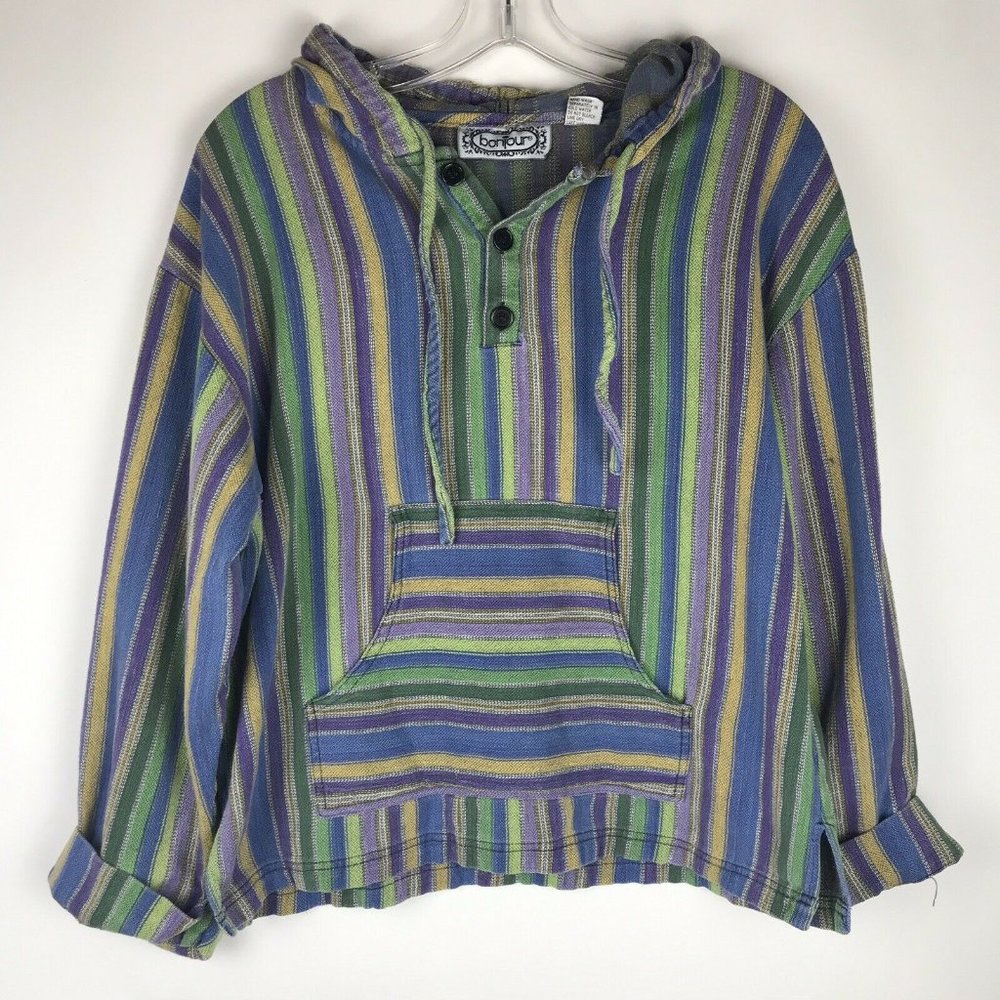 Vintage Bonjour Pullover Long Sleeve Hooded Top